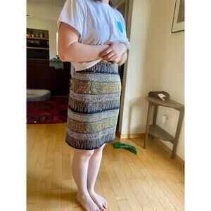 80s Platinum by Dorothy Schoelen Pencil Skirt sz 8 (S) Mini Mosaic Faux Beading